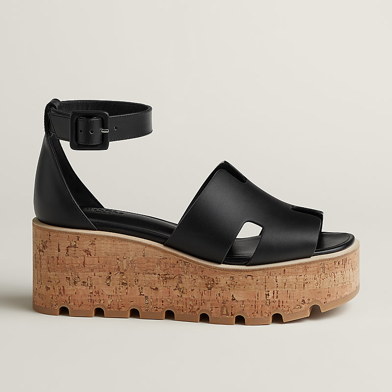 HERMES 黒　ヒール　エナメル Oran sandal - Black | Hermès Mainland China